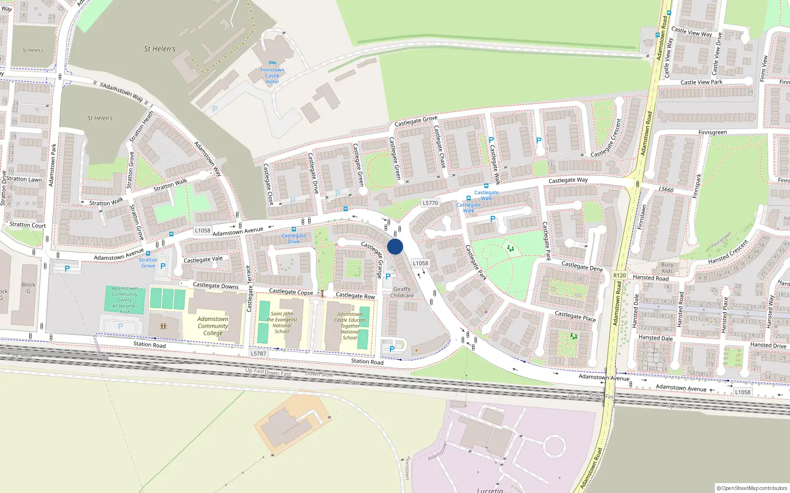 Overhead map showing the location of 31 Adamstown Avenue, Lucan