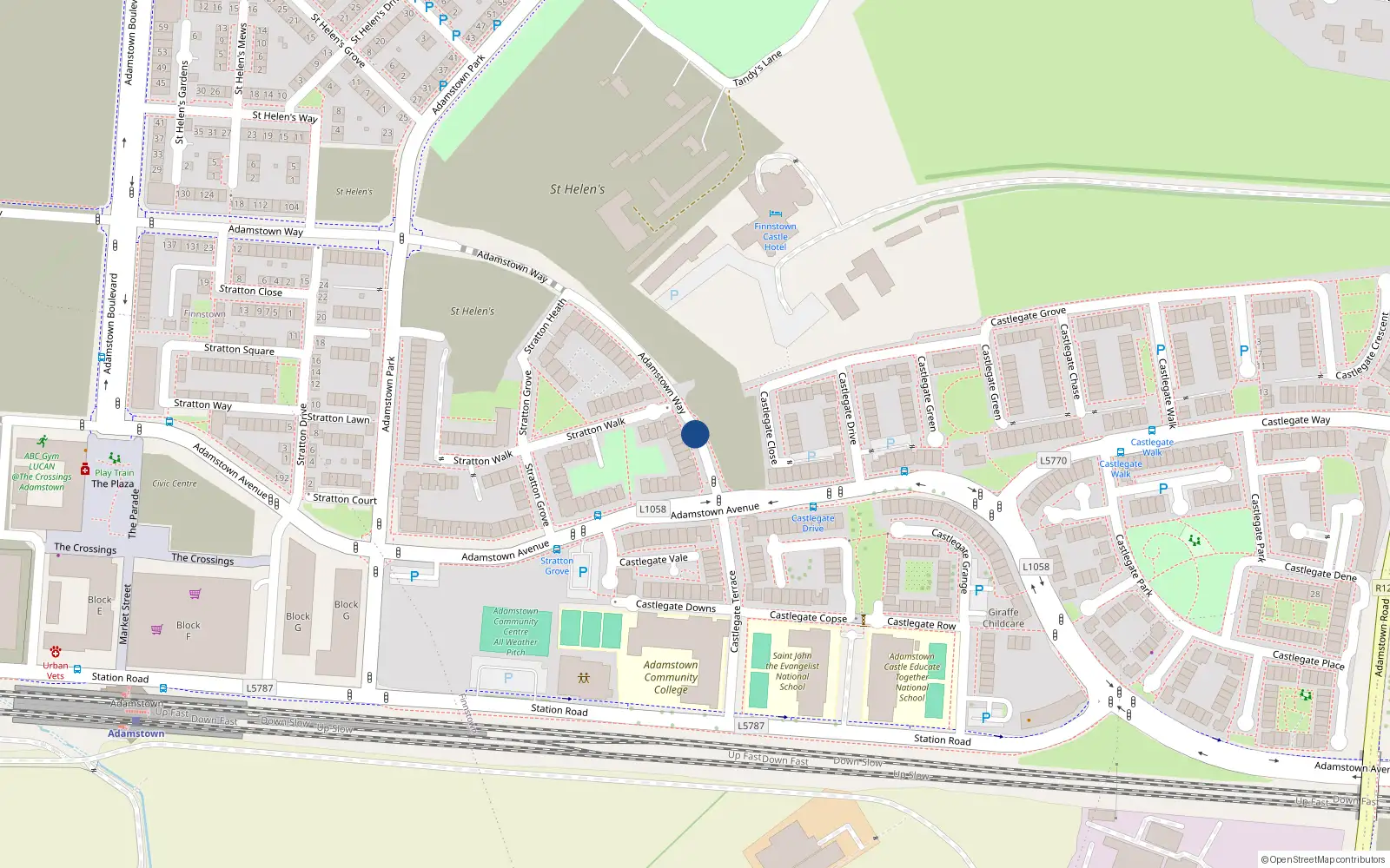Overhead map showing the location of 31 Adamstown Way, Lucan
