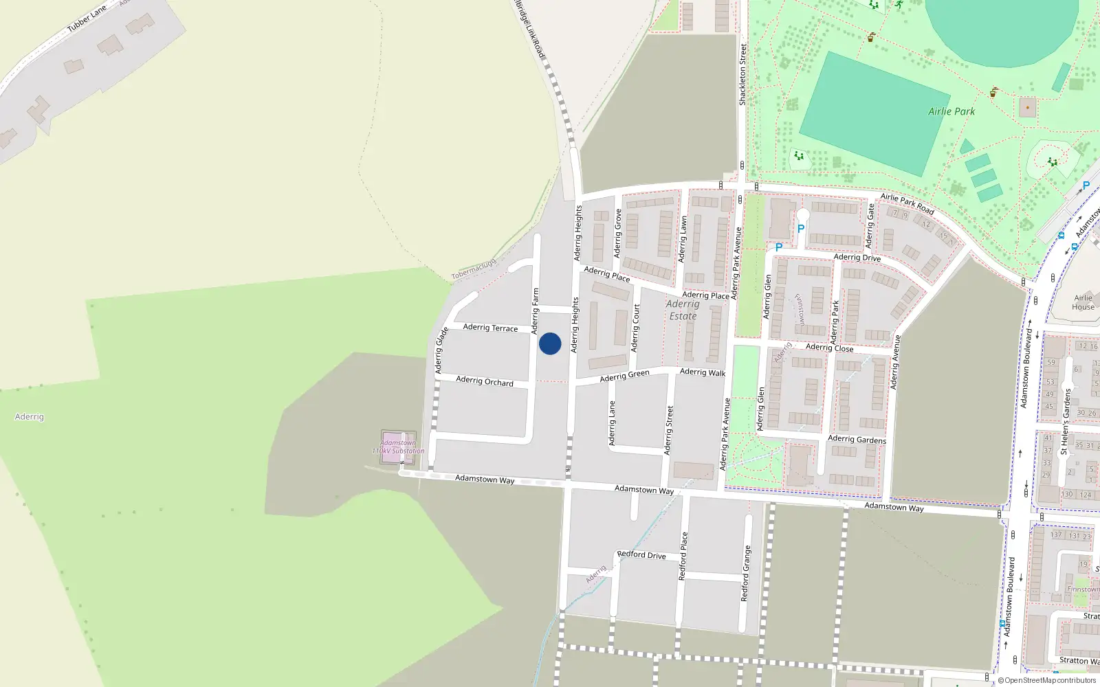 Overhead map showing the location of 31 Aderrig Farm, Lucan