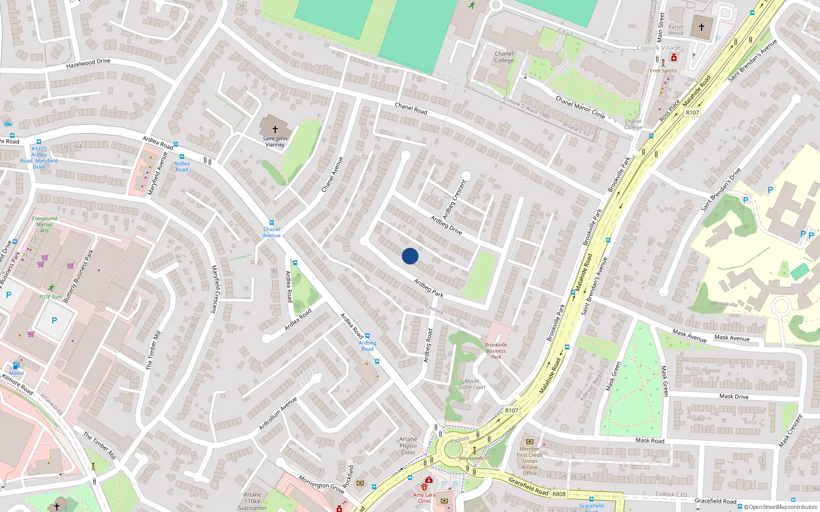 Overhead map showing the location of 31 Ardbeg Park, Dublin 5