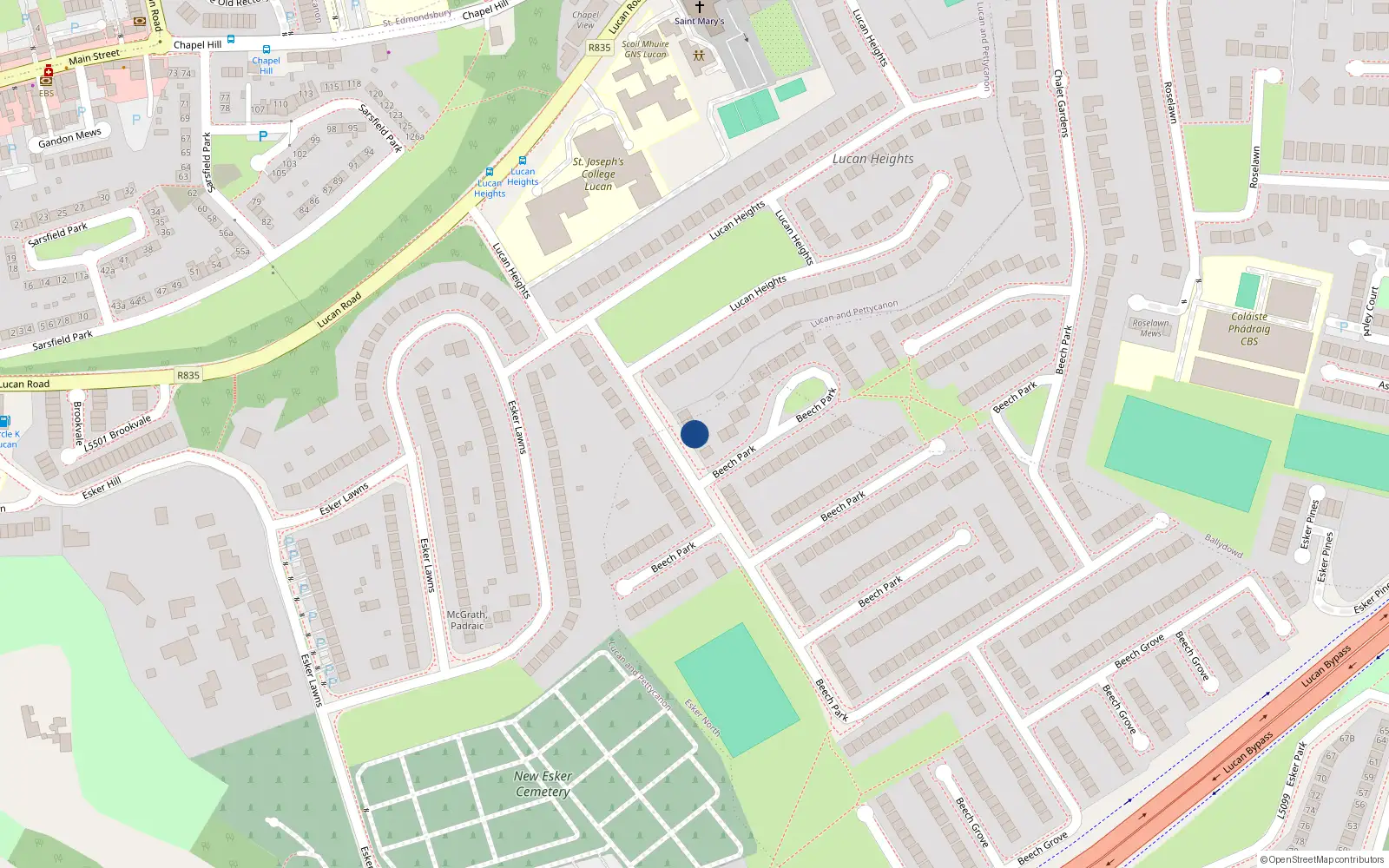 Overhead map showing the location of 31 Beech Park, Lucan