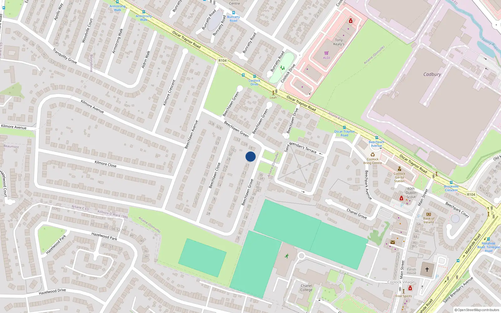 Overhead map showing the location of 31 Beechlawn Grove, Dublin 5