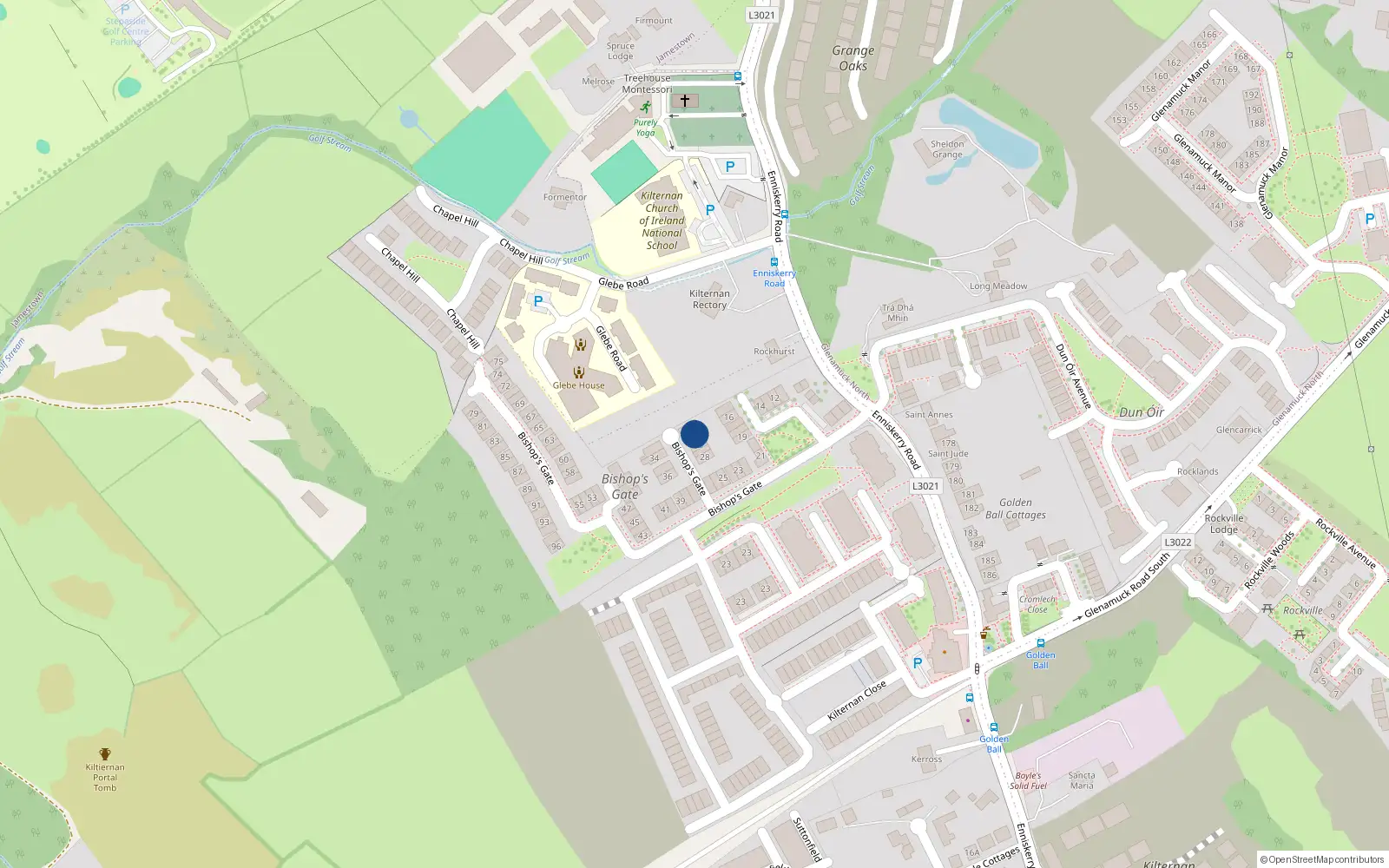 Overhead map showing the location of 31 Bishops Gate, Dublin 18