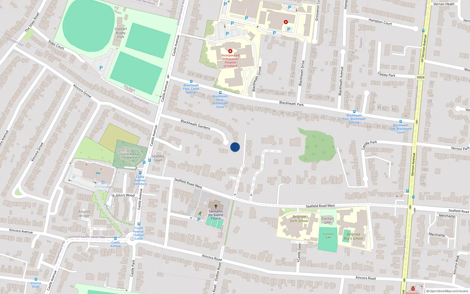 Overhead map showing the location of 31 Blackheath Gardens, Dublin 3