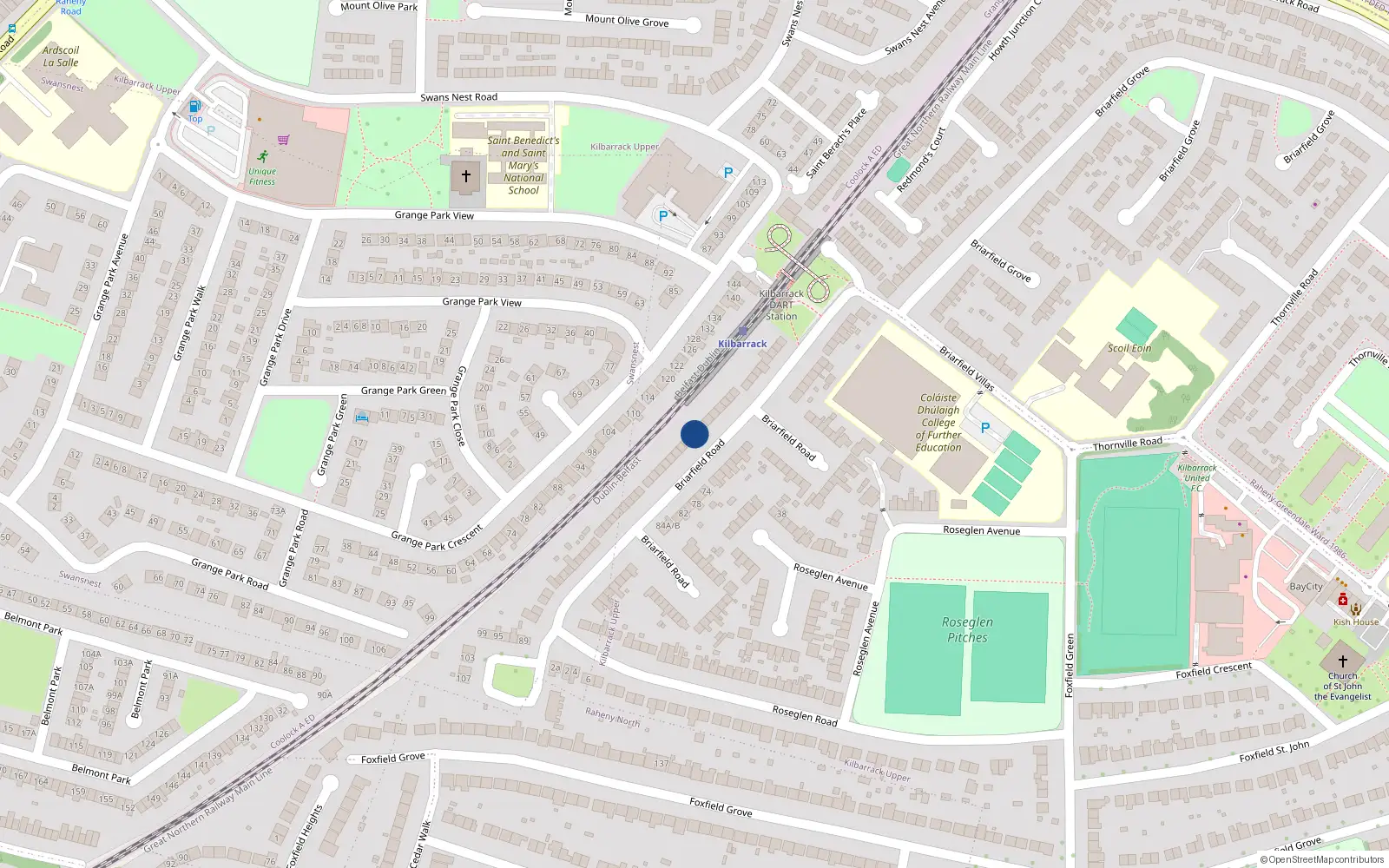 Overhead map showing the location of 31 Briarfield Road, Dublin 5