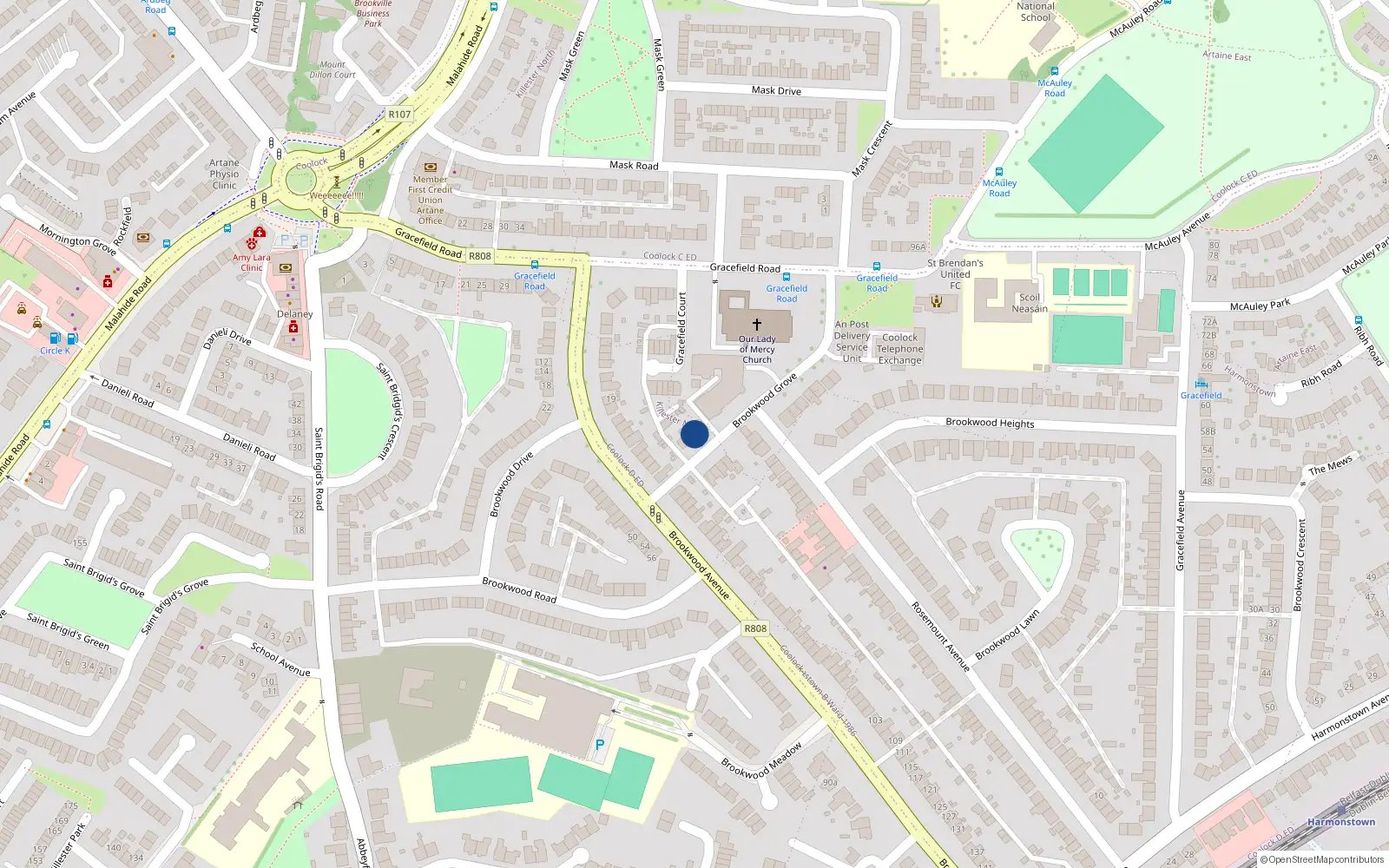 Overhead map showing the location of 31 Brookewood Abbey, 5 Brookwood Grove, Dublin 5