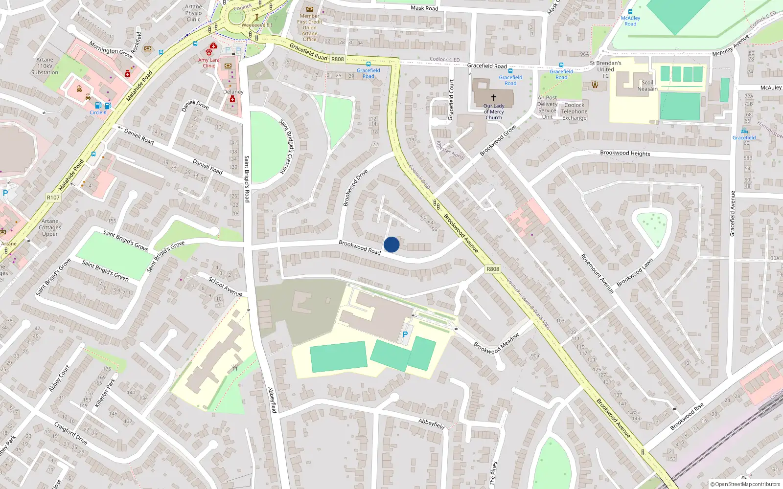 Overhead map showing the location of 31 Brookwood Road, Dublin 5, Dublin