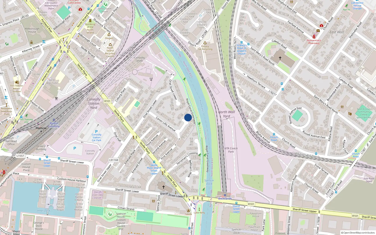 Overhead map showing the location of 31 Canon Lillis Avenue, Dublin 1