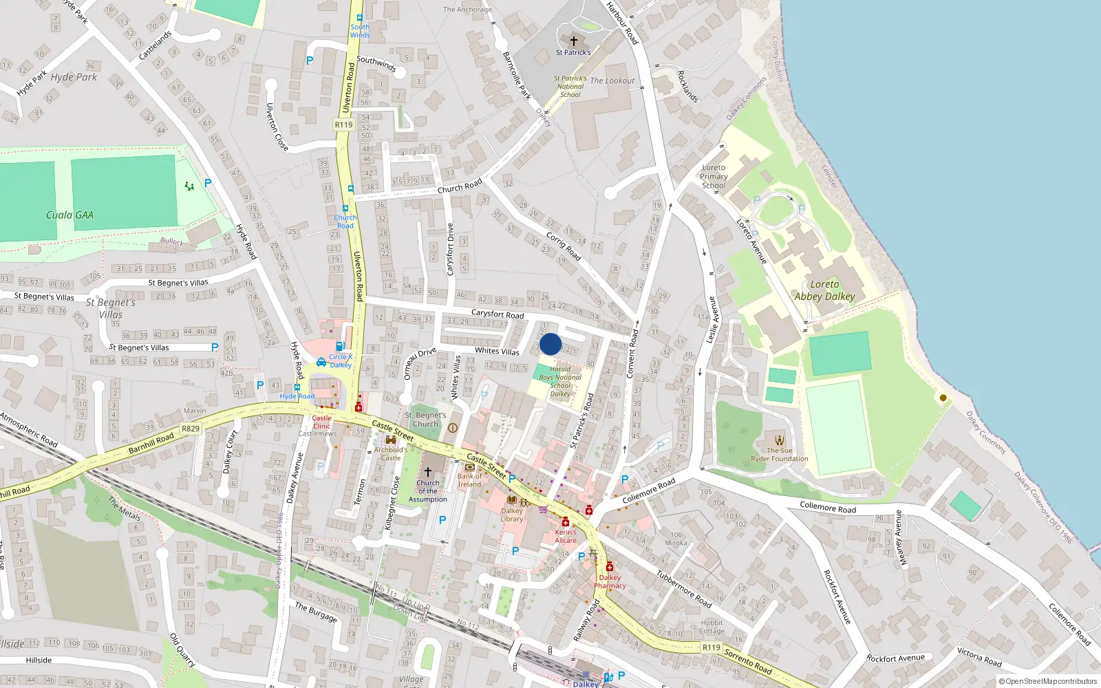 Overhead map showing the location of 31 Careysfort Court, Dalkey