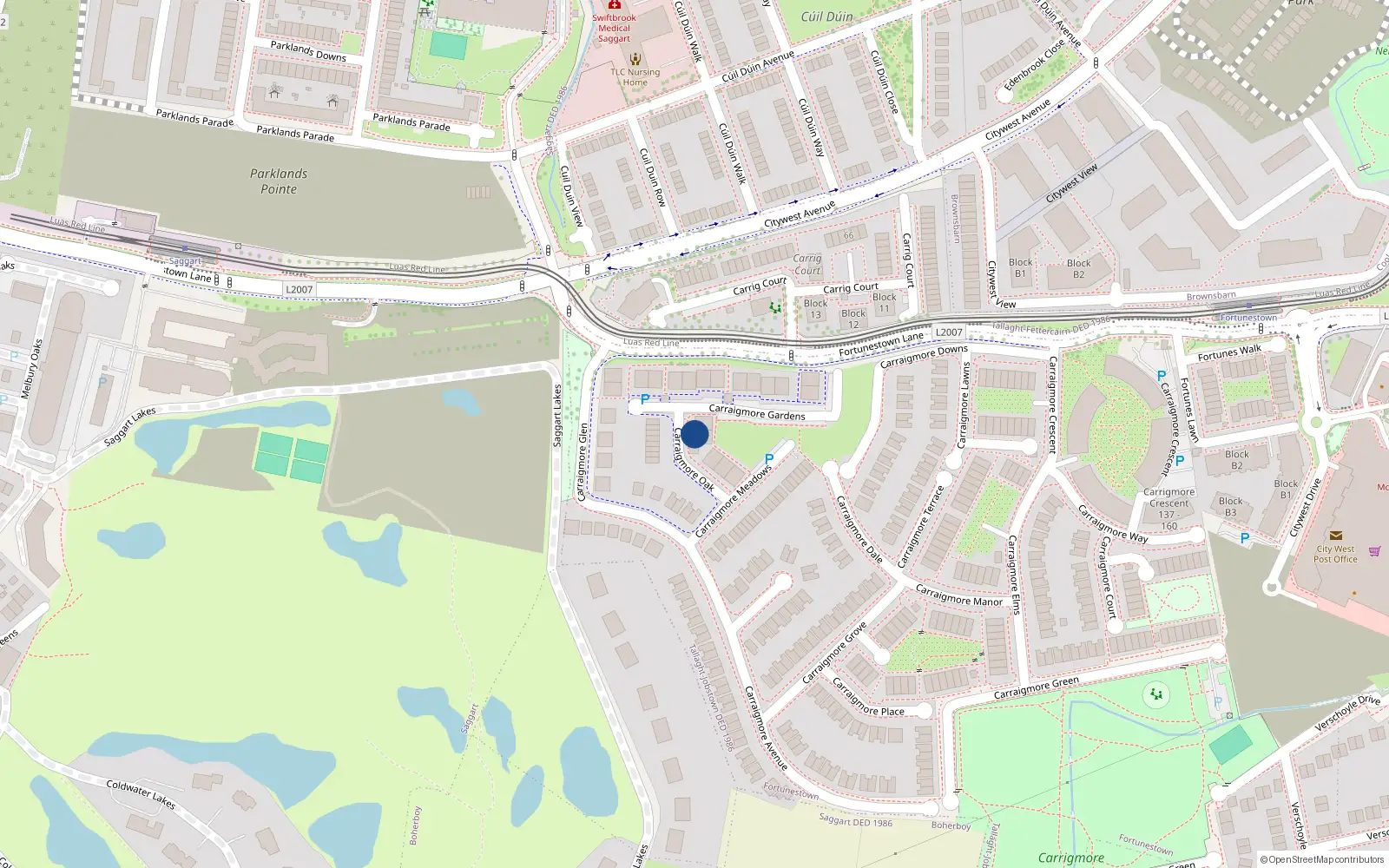 Overhead map showing the location of 31 Carrigmore Oak, Saggart