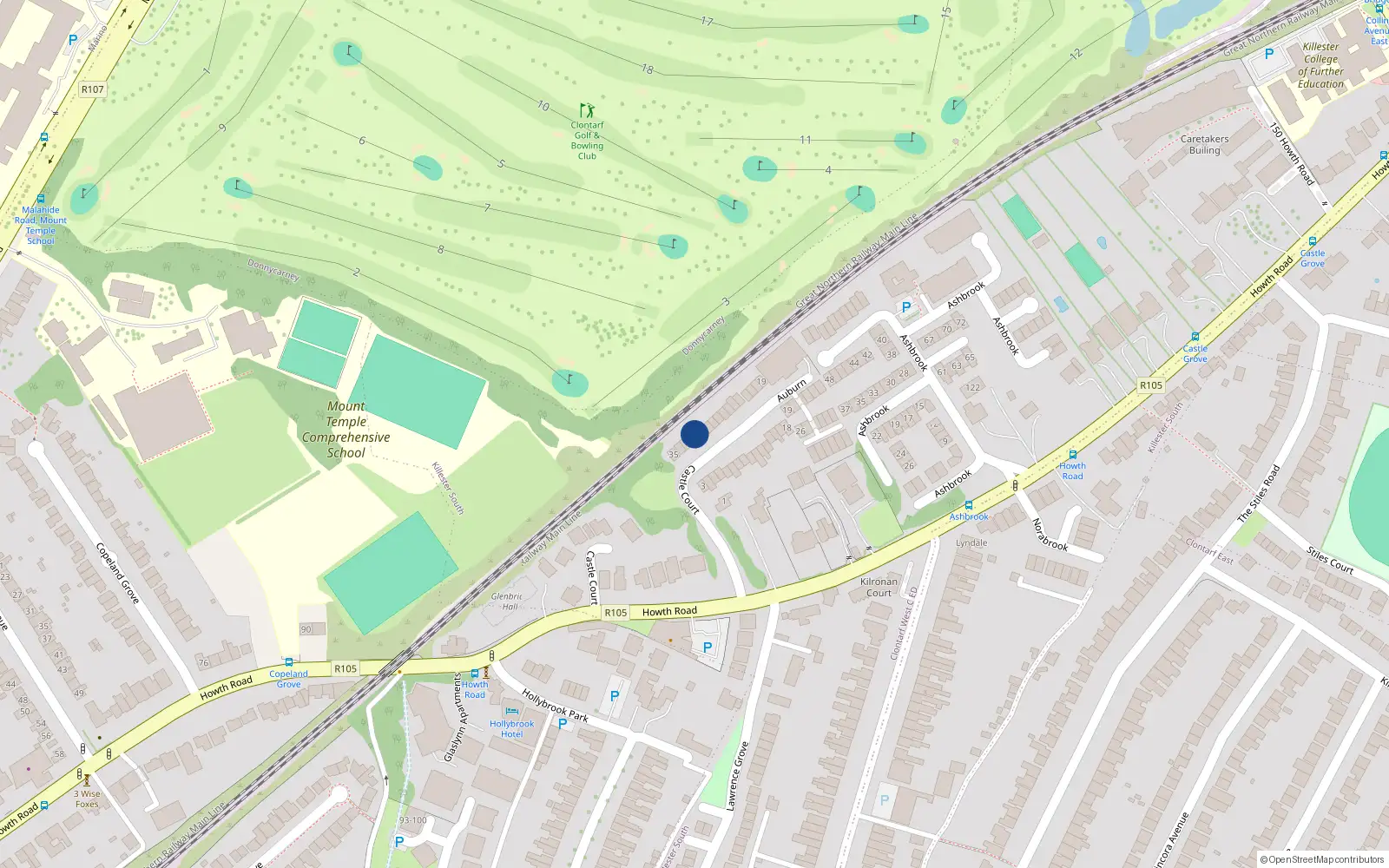 Overhead map showing the location of 31 Castle Court, Dublin 3