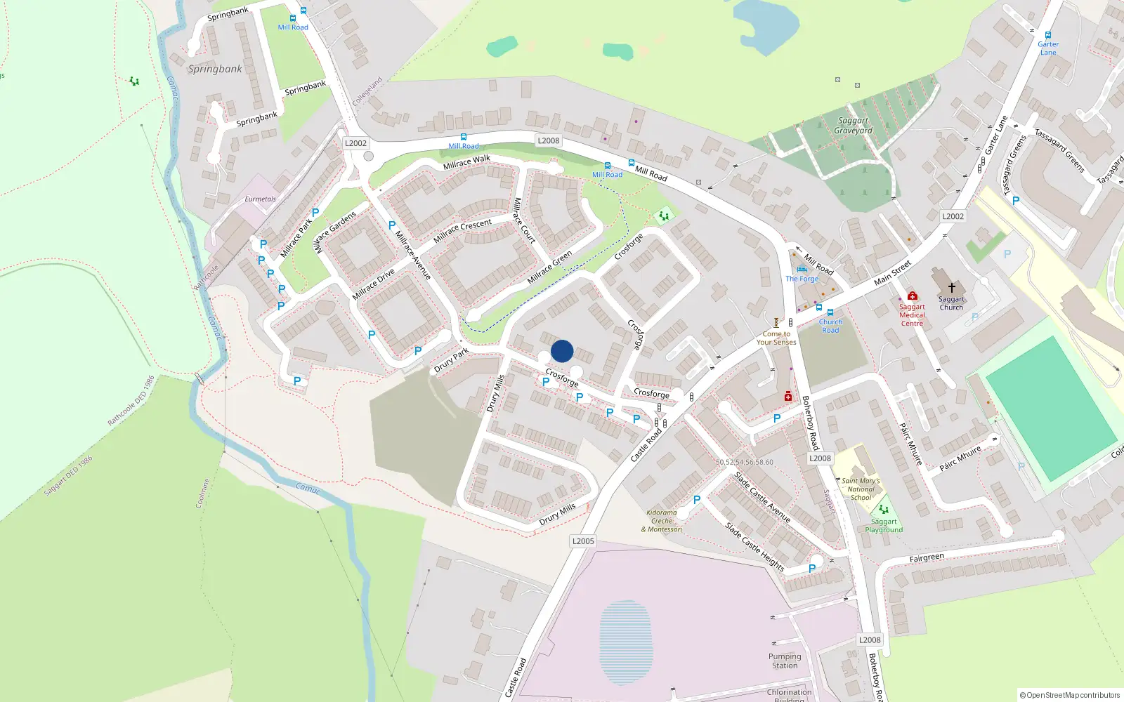 Overhead map showing the location of 31 Crosforge, Saggart