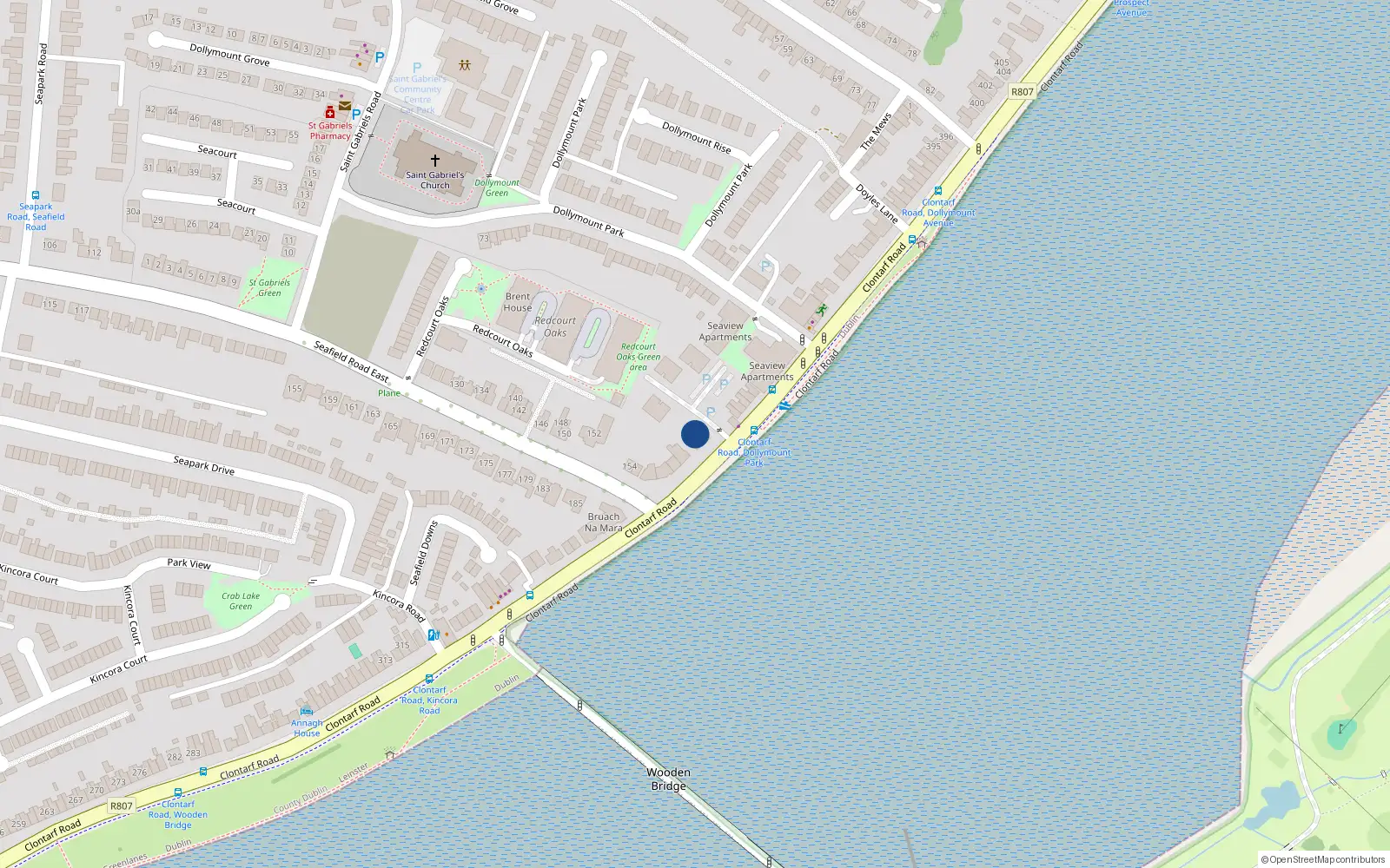 Overhead map showing the location of 31 Danes Court, Clontarf Road, Dublin 3