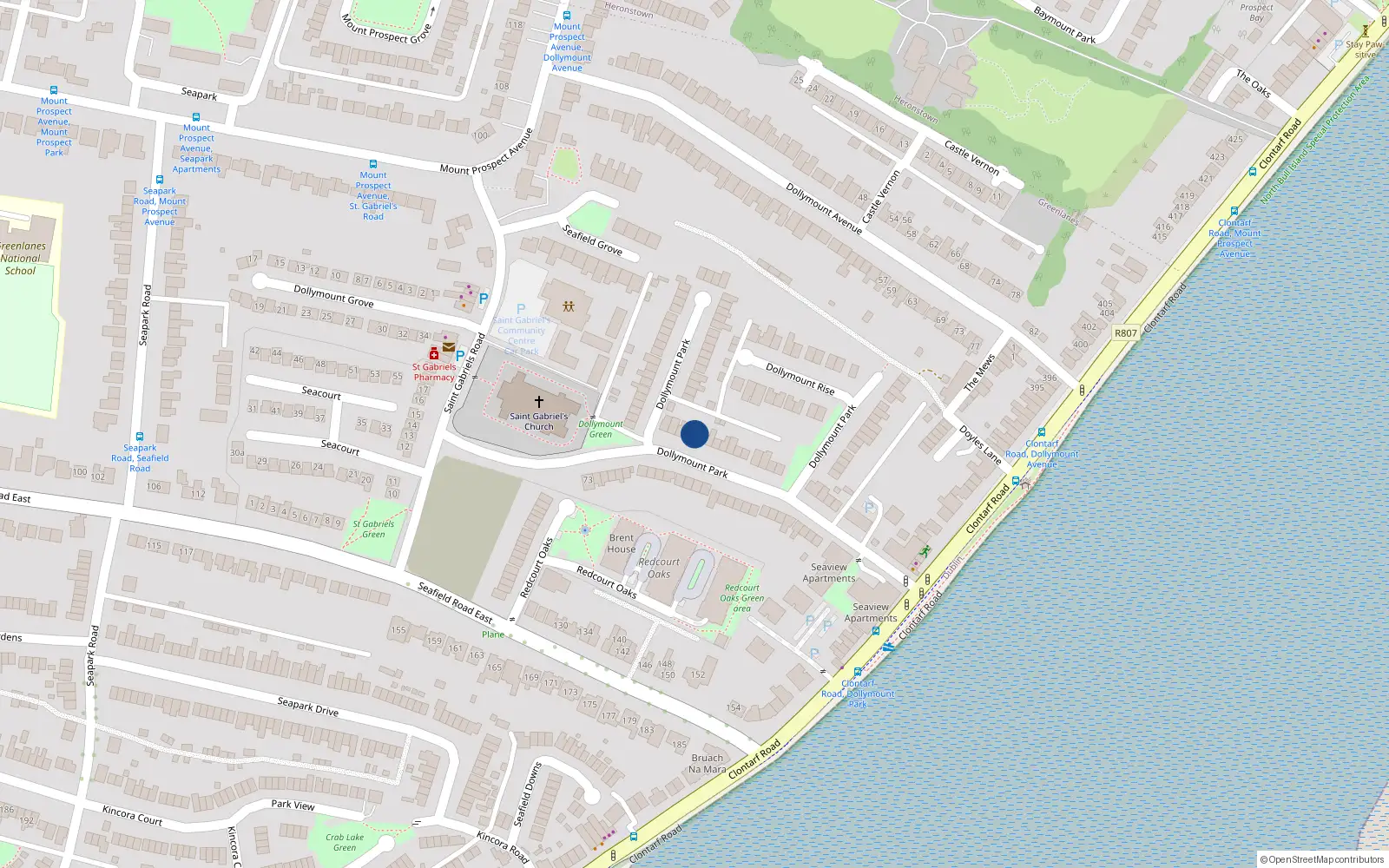 Overhead map showing the location of 31 Dollymount Park, Dublin 3