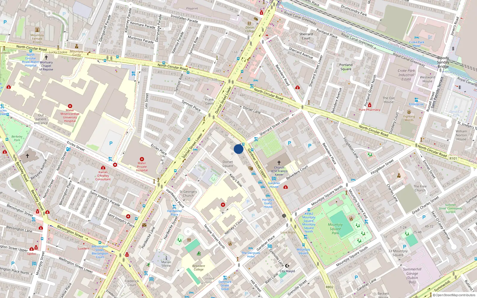 Overhead map showing the location of 31 Dorset Square, 31 Upper Gardiner Street, Dublin 1