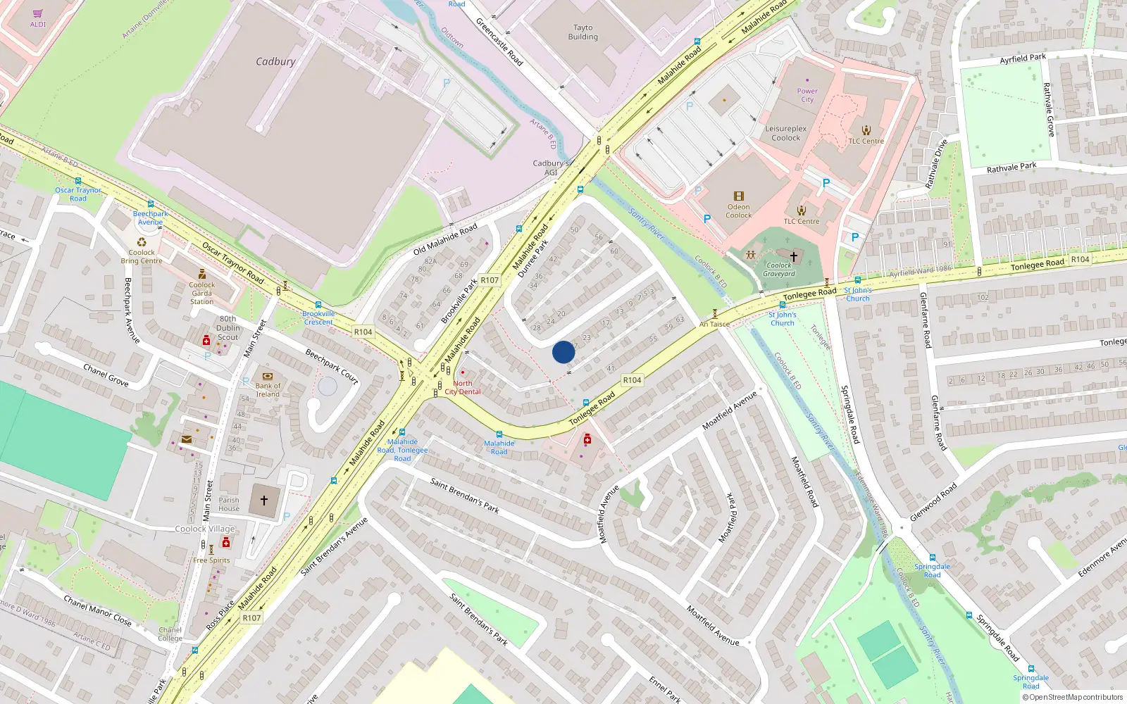Overhead map showing the location of 31 Dunree Park, Dublin 5
