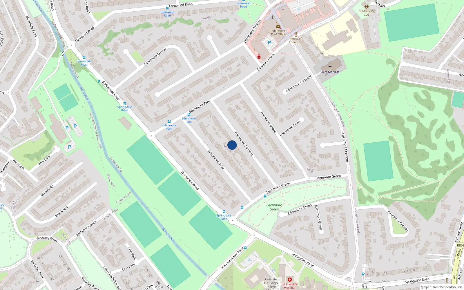 Overhead map showing the location of 31 Edenmore Gardens, Dublin 5