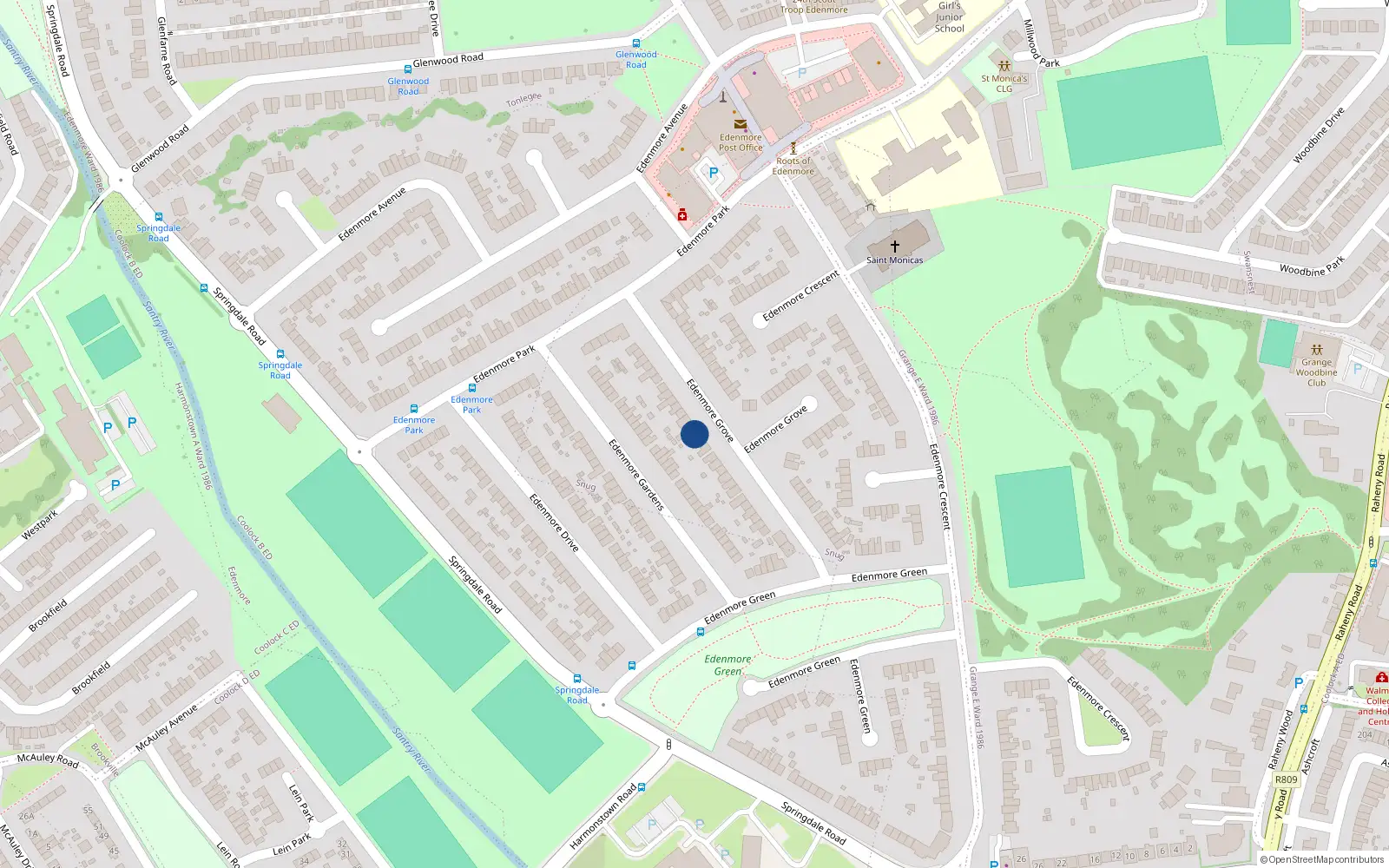 Overhead map showing the location of 31 Edenmore Grove, Dublin 5