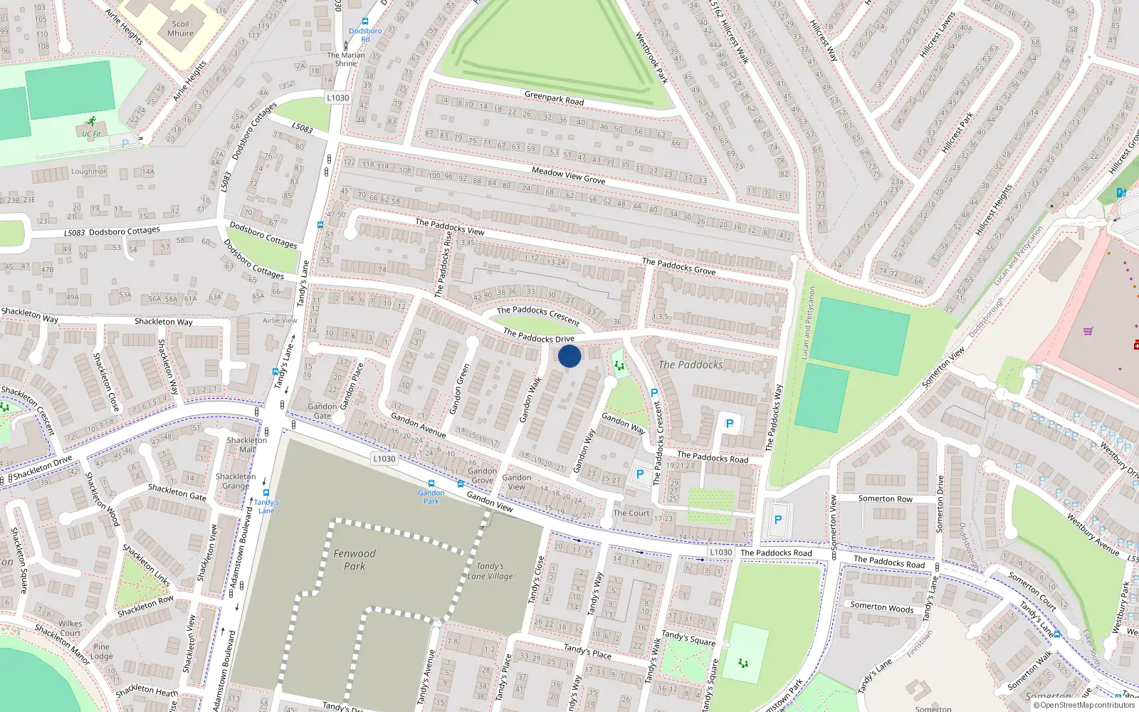 Overhead map showing the location of 31 Gandon Crescent, Lucan