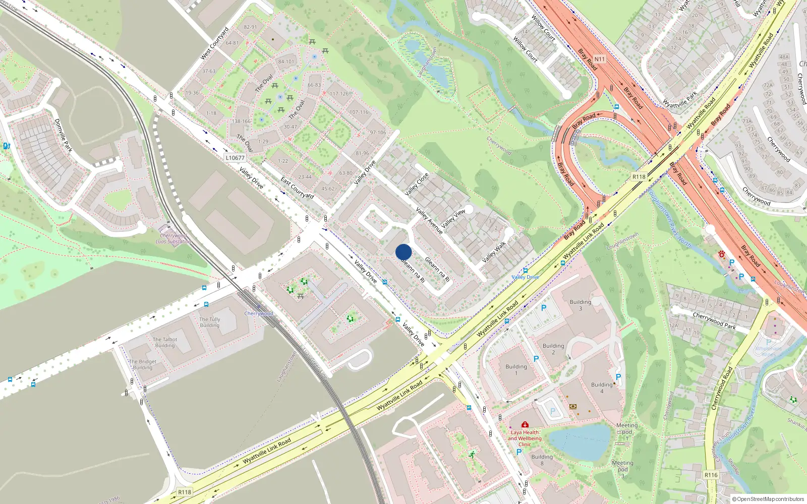 Overhead map showing the location of 31 Gleann na Ri, Cabinteely