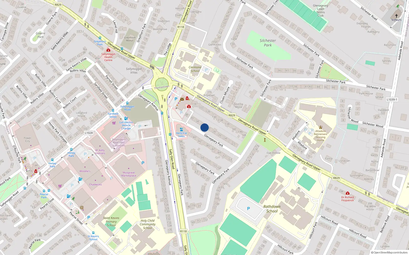 Overhead map showing the location of 31 Glenageary Park, Glenageary, Dublin