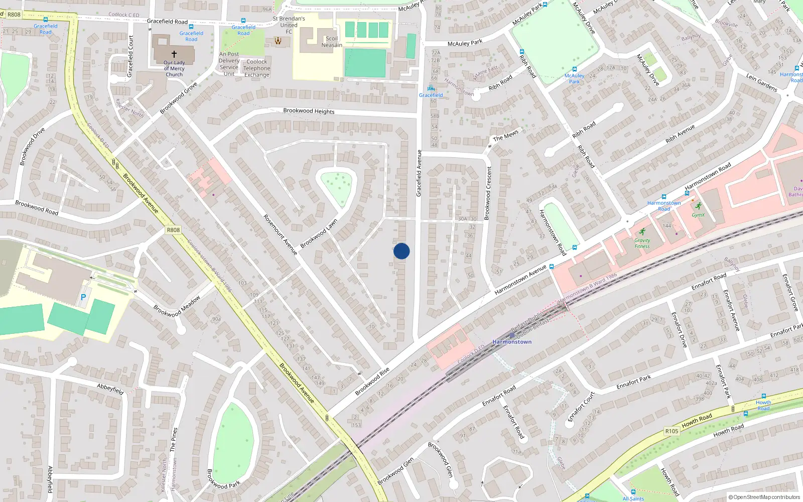 Overhead map showing the location of 31 Gracefield Avenue, Artane, Dublin 5