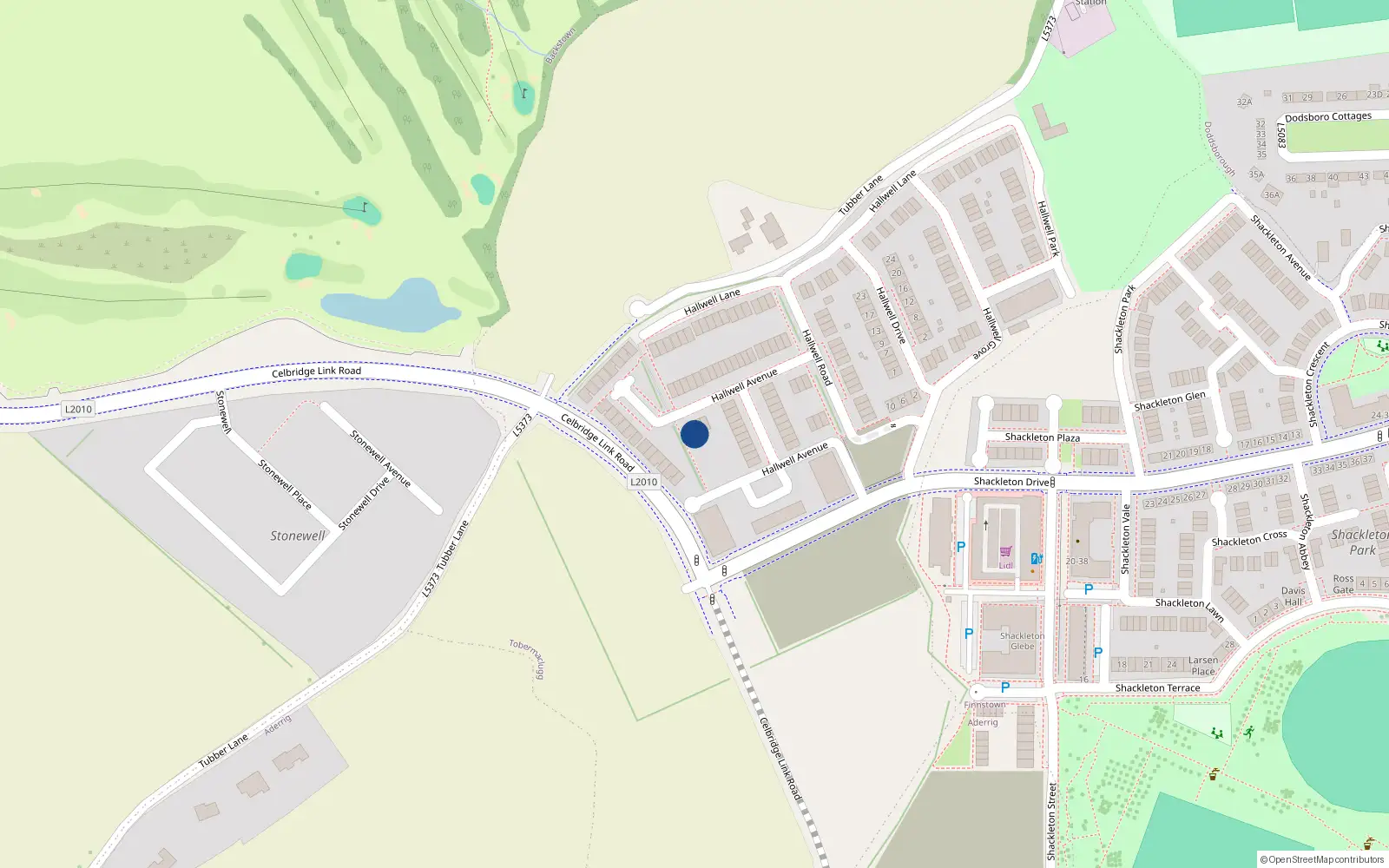 Overhead map showing the location of 31 Hallwell Avenue, Lucan