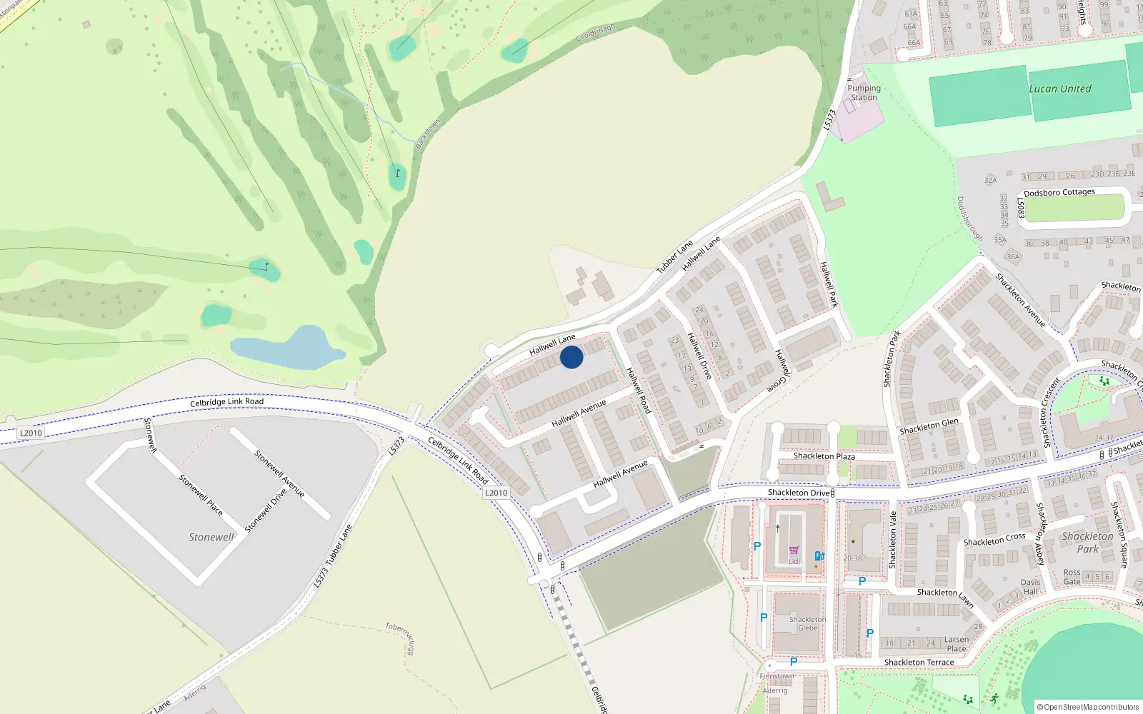 Overhead map showing the location of 31 Hallwell Lane, Lucan