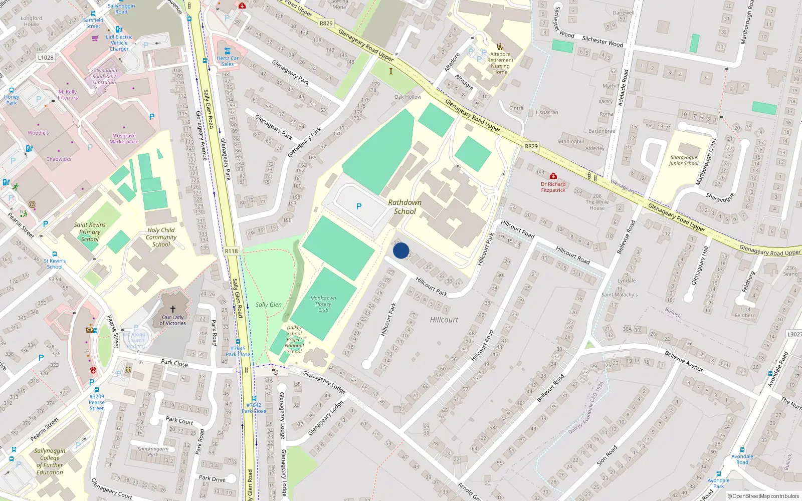 Overhead map showing the location of 31 Hillcourt Park, Co. Dublin