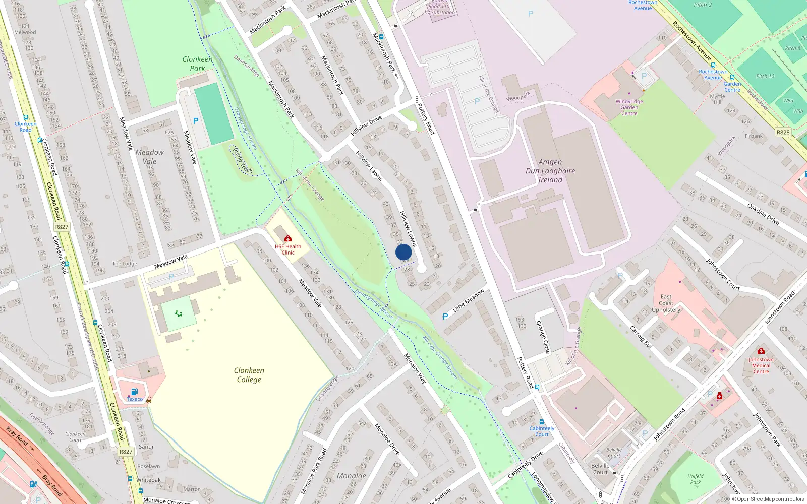 Overhead map showing the location of 31 Hillview Lawns, Pottery Road, Dun Laoghaire