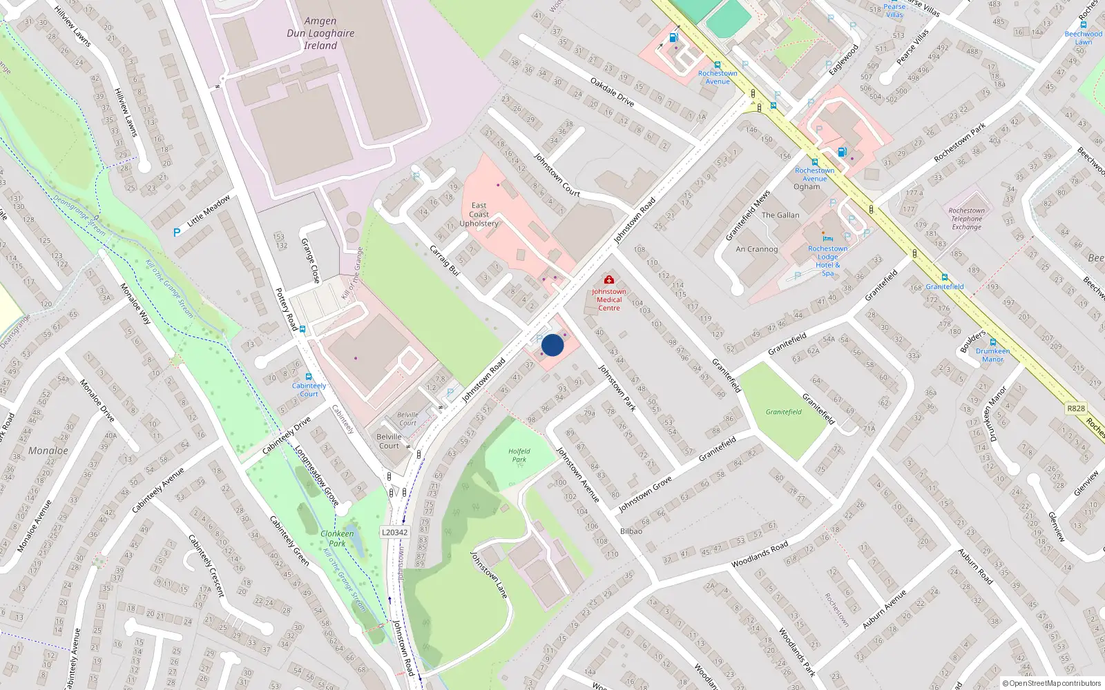 Overhead map showing the location of 31 Johnstown Road, Dun Laoghaire, Dublin