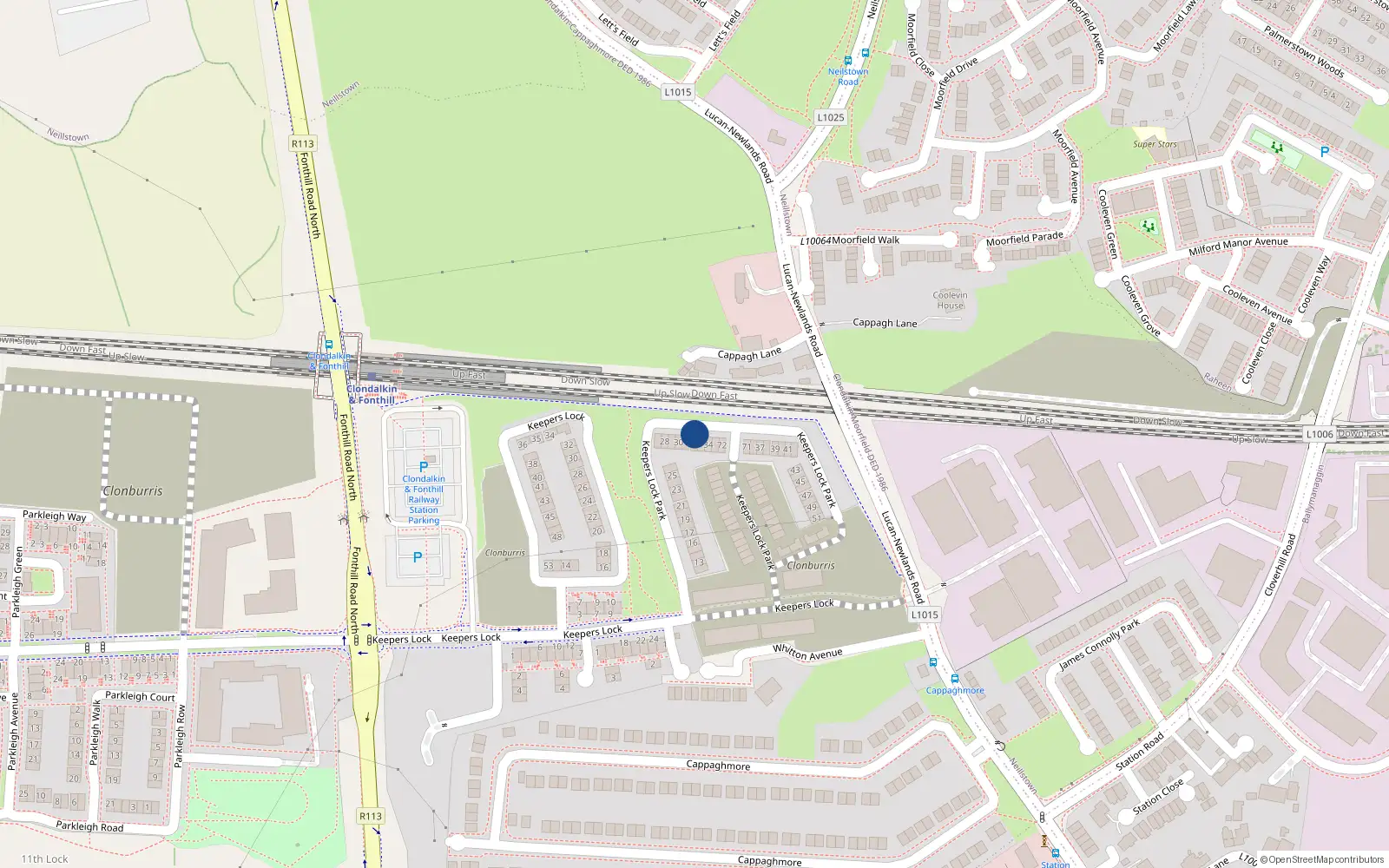 Overhead map showing the location of 31 Keepers Lock Park, Clonburris