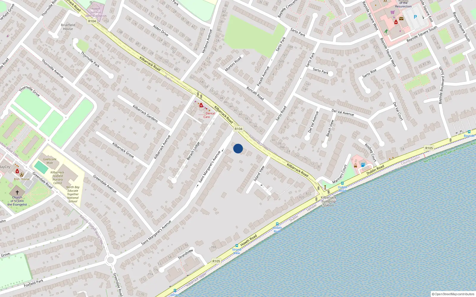 Overhead map showing the location of 31 Kilbarrack Road, Kilbarrack, Dublin 5