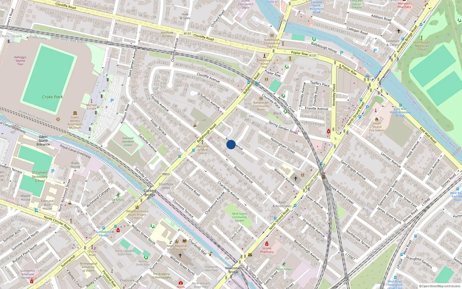 Overhead map showing the location of 31 Kings Avenue, Dublin 3