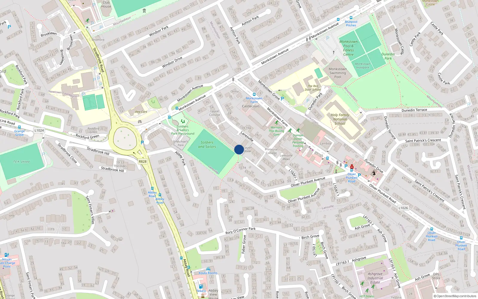Overhead map showing the location of 31 Laurel Bank, Lanesville, Monkstown