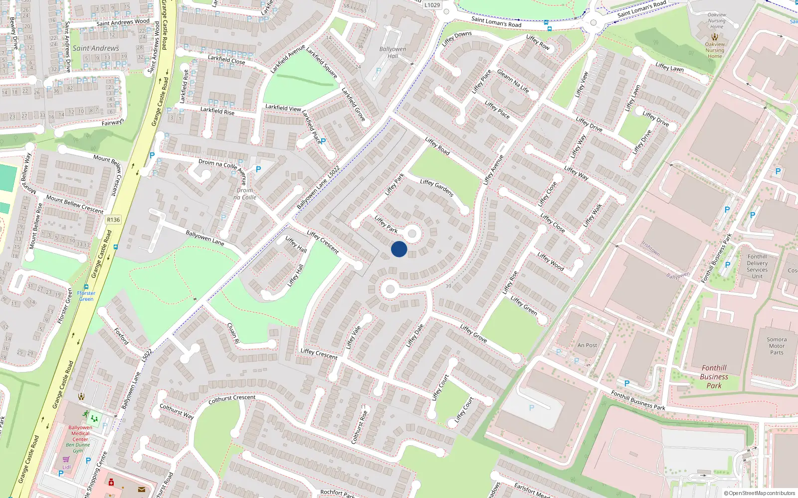 Overhead map showing the location of 31 Liffey Park, Lucan