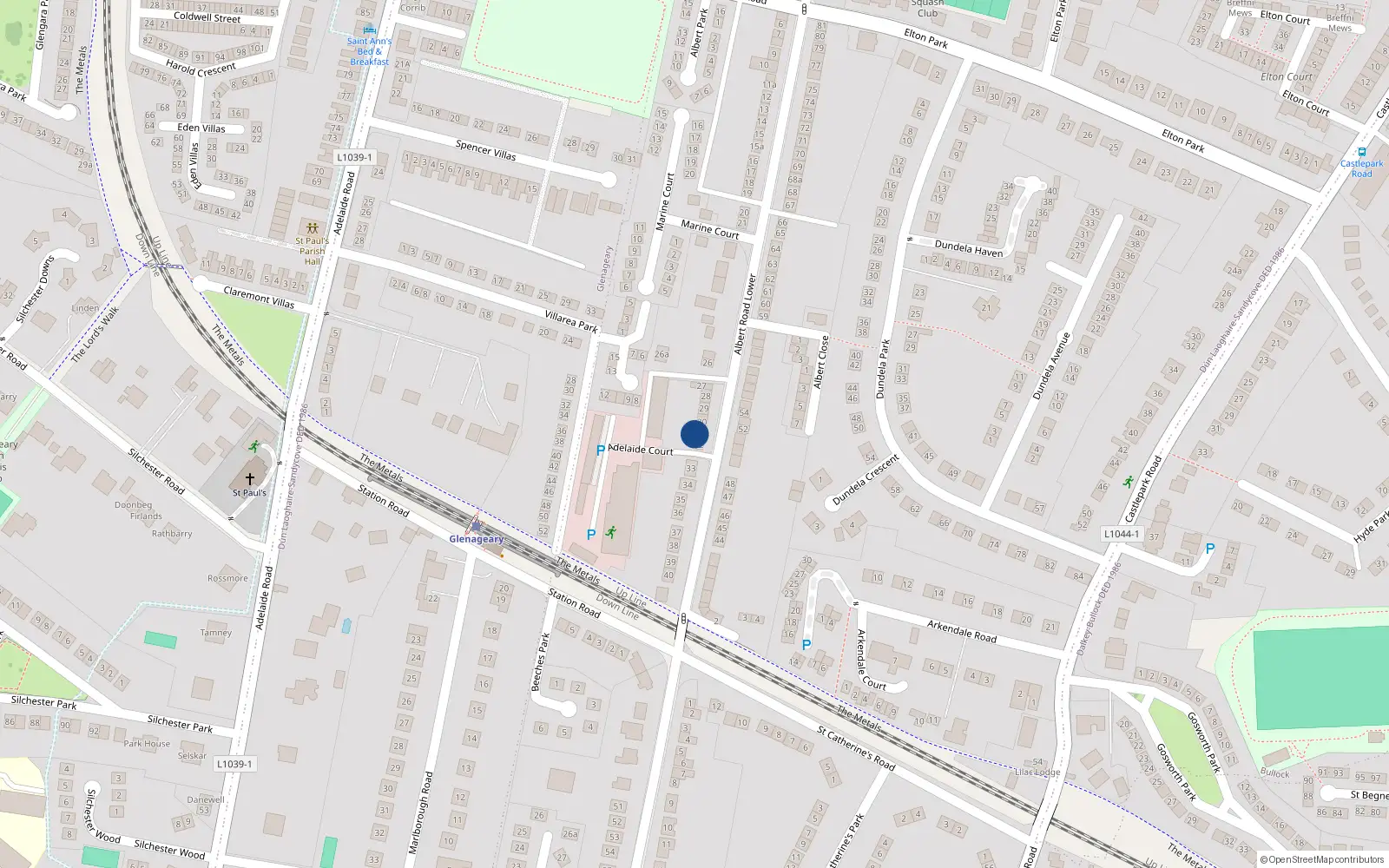 Overhead map showing the location of 31 Albert Road Lower, Co. Dublin