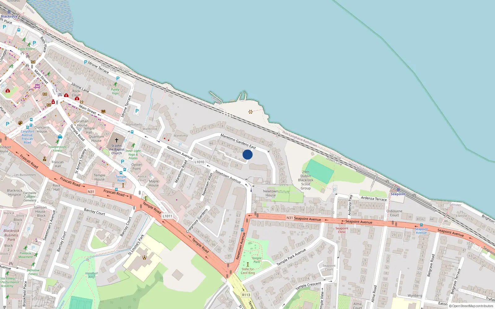 Overhead map showing the location of 31 Maretimo Gardens East, Blackrock, Dublin