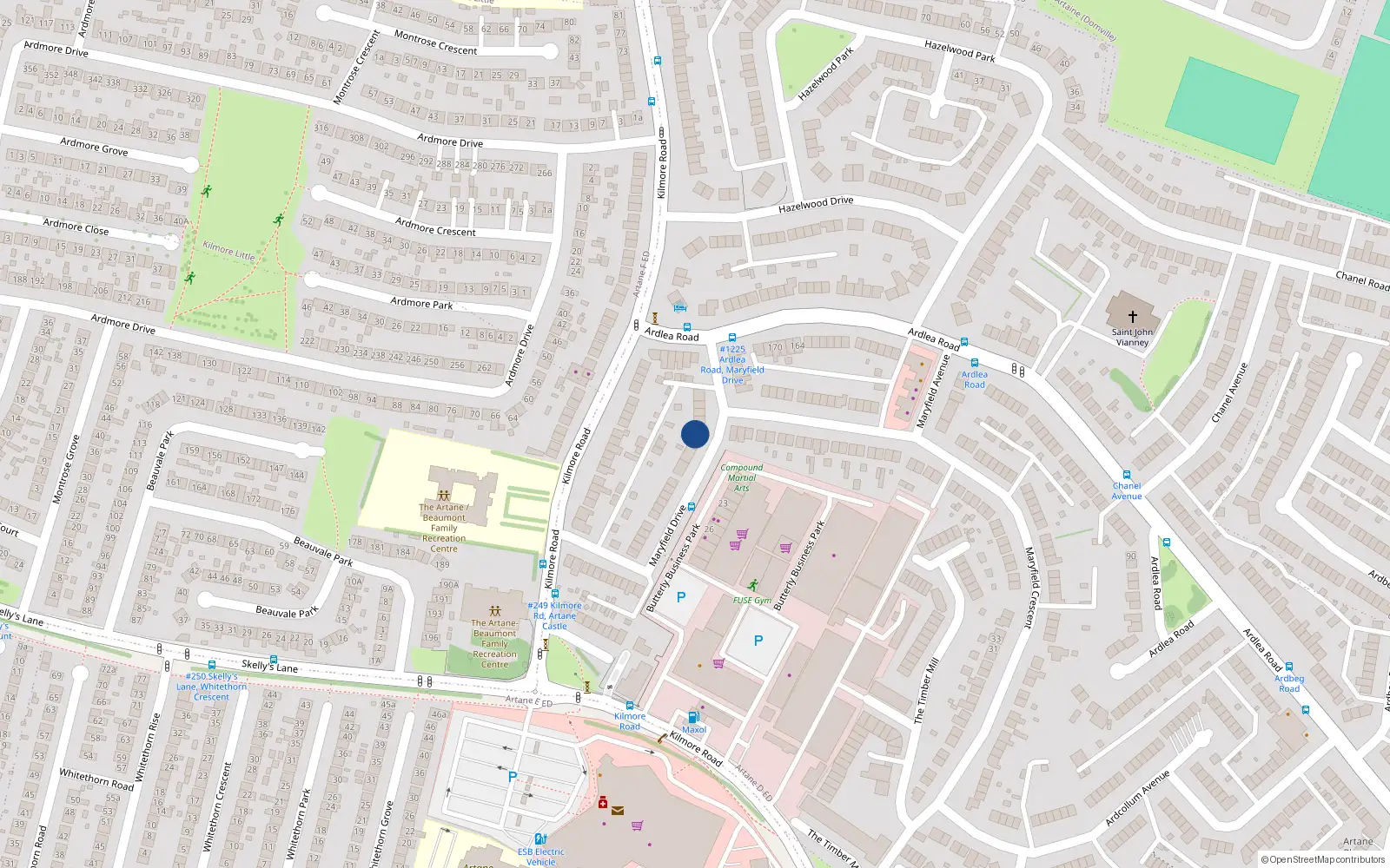 Overhead map showing the location of 31 Maryfield Drive, Dublin 5