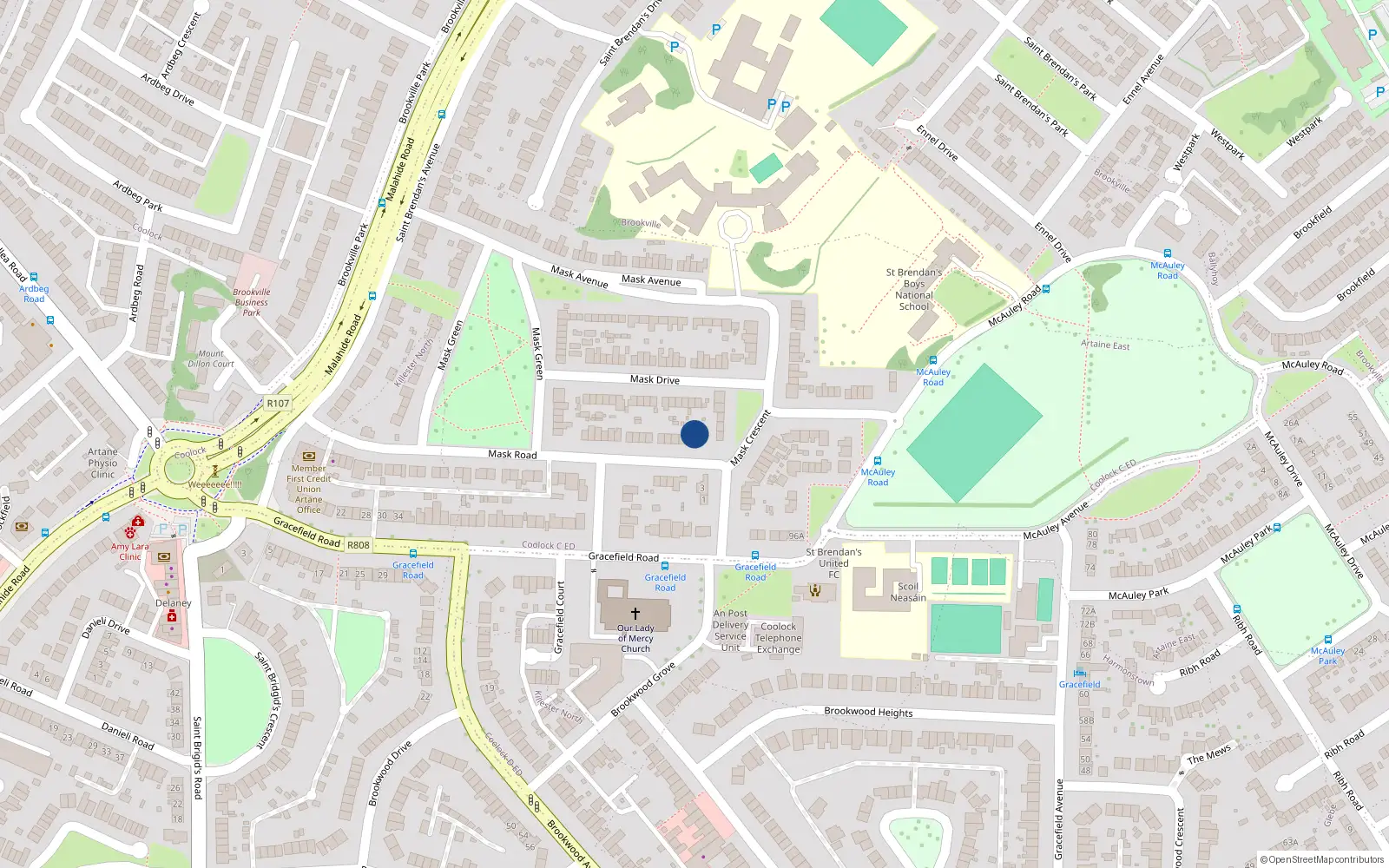 Overhead map showing the location of 31 Mask Road, Dublin 5