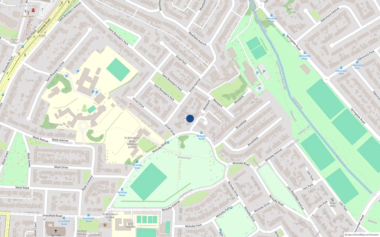 Overhead map showing the location of 31 McAuley Road, Dublin 5