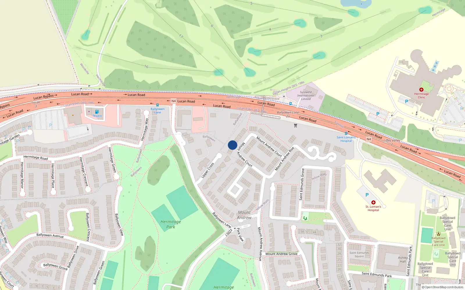 Overhead map showing the location of 31 Mount Andrew Court, Lucan