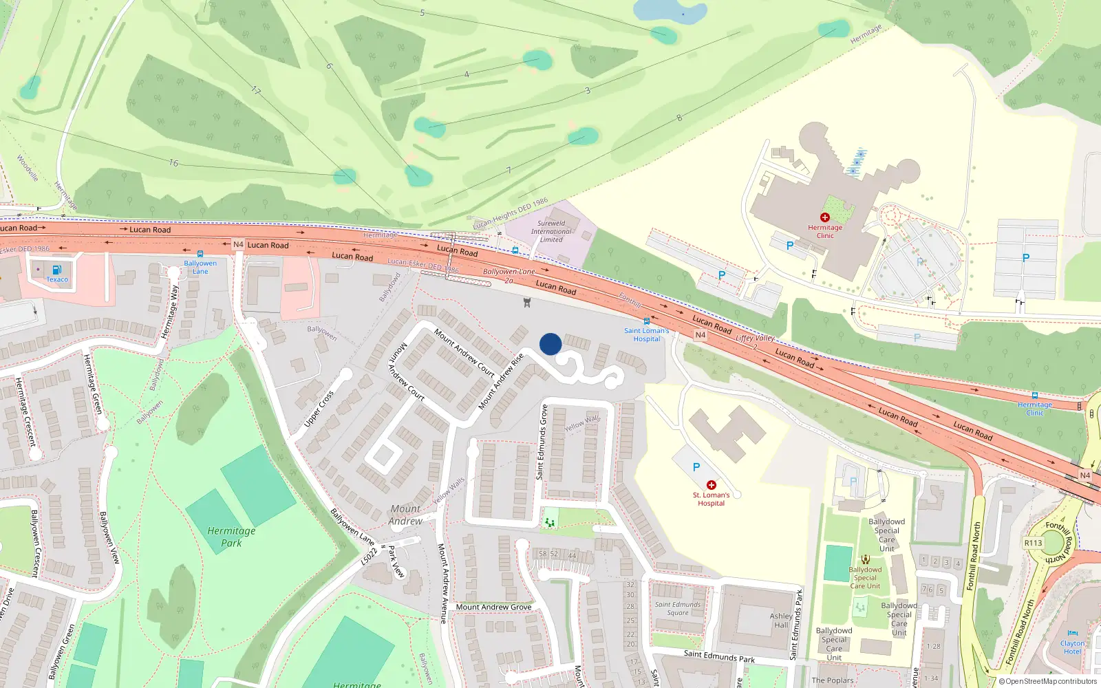 Overhead map showing the location of 31 Mount Andrew Rise, Lucan