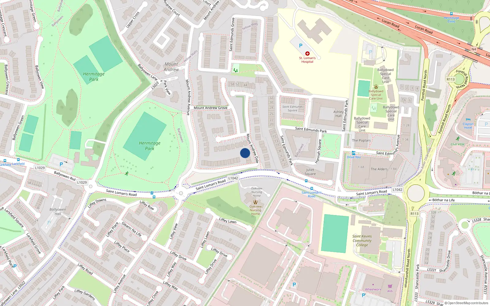 Overhead map showing the location of 31 Mount Andrew Dale, Lucan