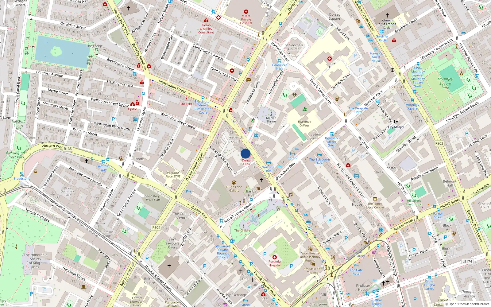 Overhead map showing the location of 31, 31 Frederick Street North, Dublin 1