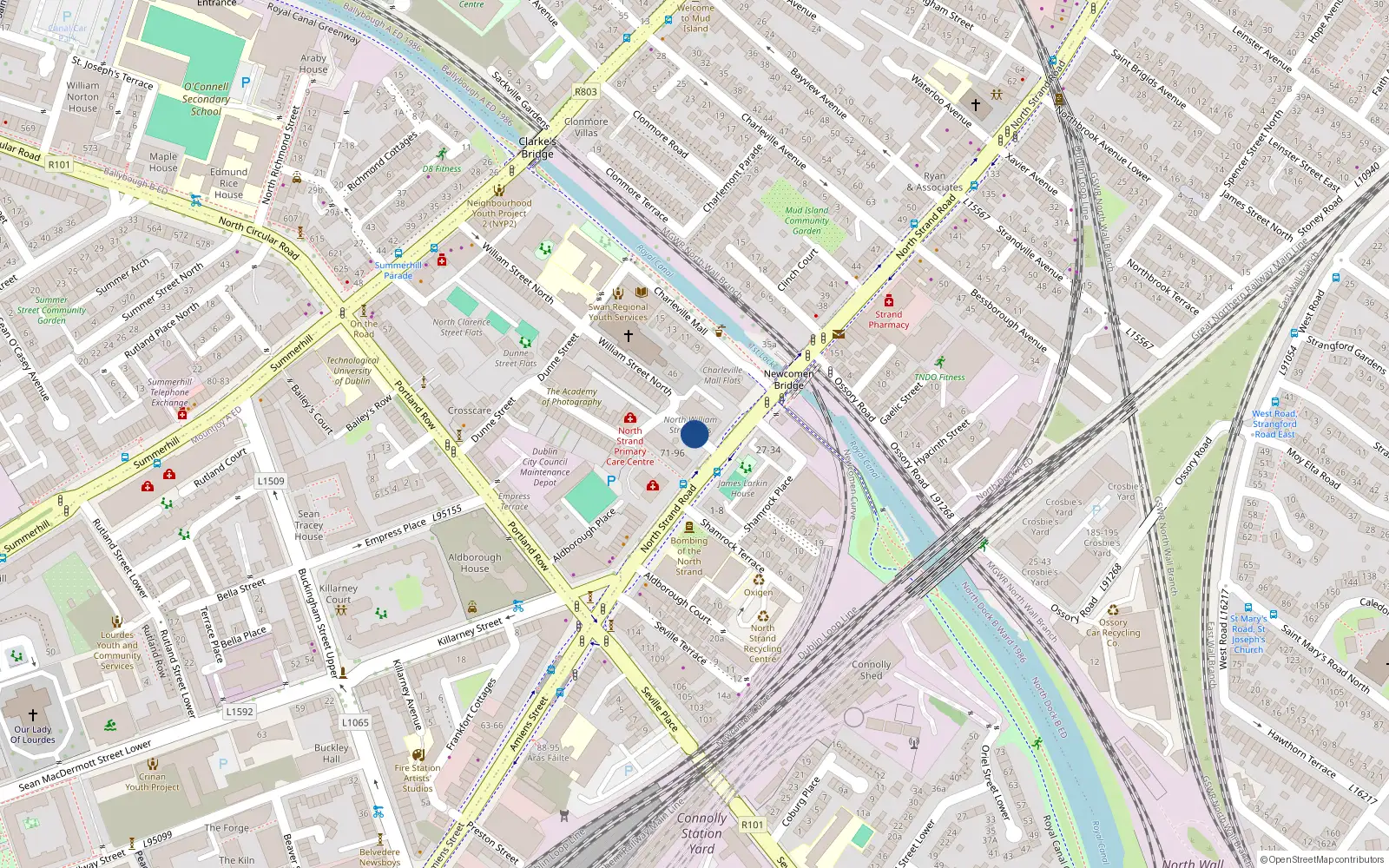 Overhead map showing the location of 31 William Street North, North Strand