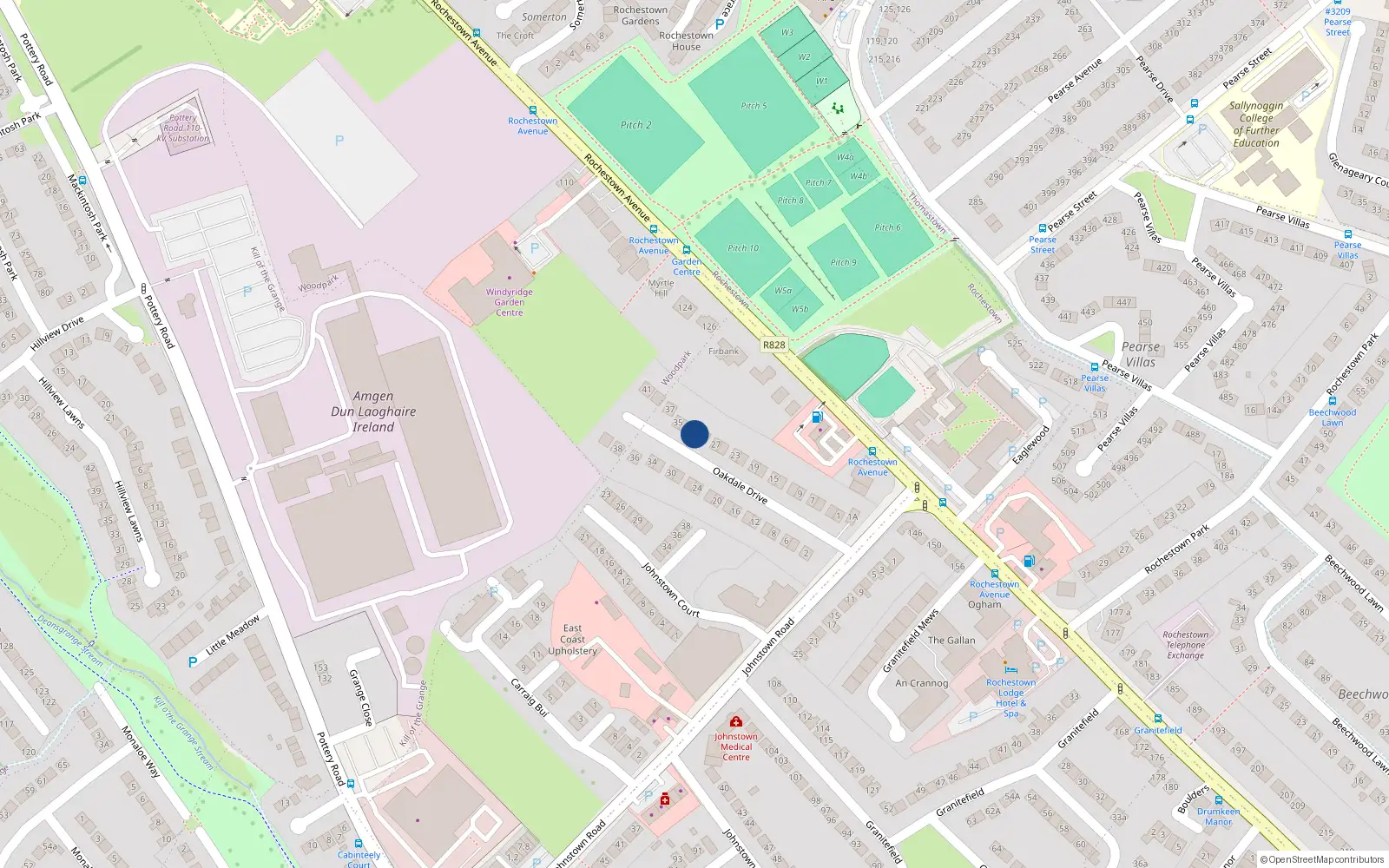 Overhead map showing the location of 31 Oakdale Drive, Dun Laoghaire, Dublin