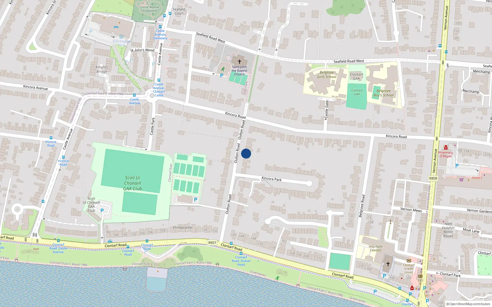 Overhead map showing the location of 31 Oulton Road, Dublin 3, Dublin