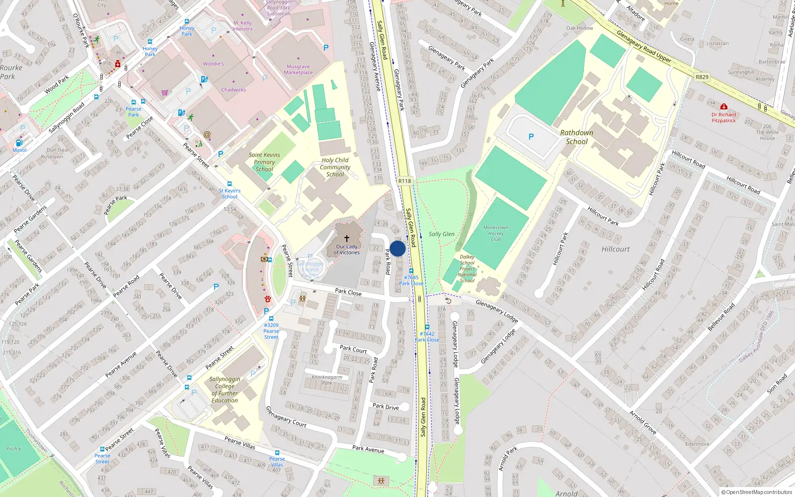 Overhead map showing the location of 31 Park Road, Glenageary Heights, Glenageary