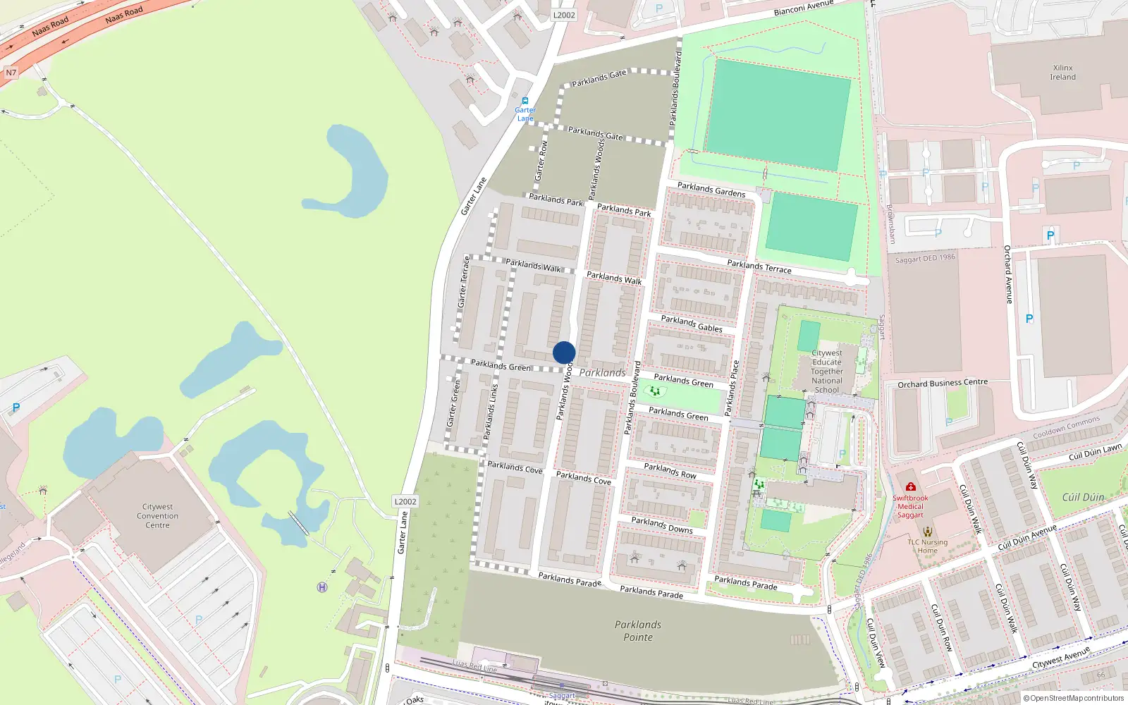 Overhead map showing the location of 31 Parklands Wood, Dublin
